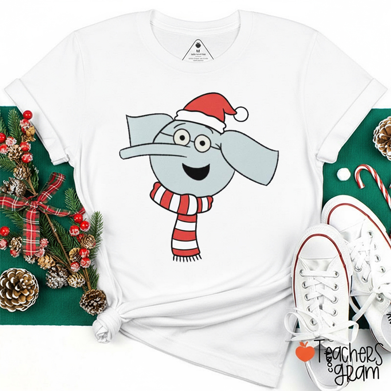 Santa Hat Cute Cartoon Character Teacher T-shirt