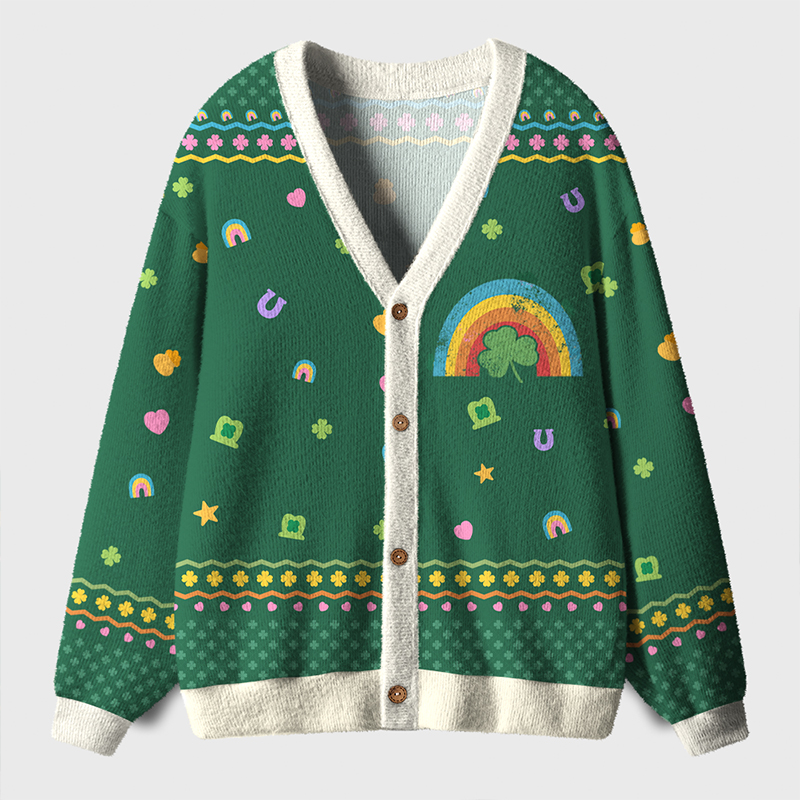 Lucky St Patricks Day Teacher Ugly Cardigan Sweaters