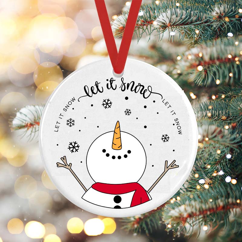 Let It Snow Teacher Ceramic Christmas Ornament