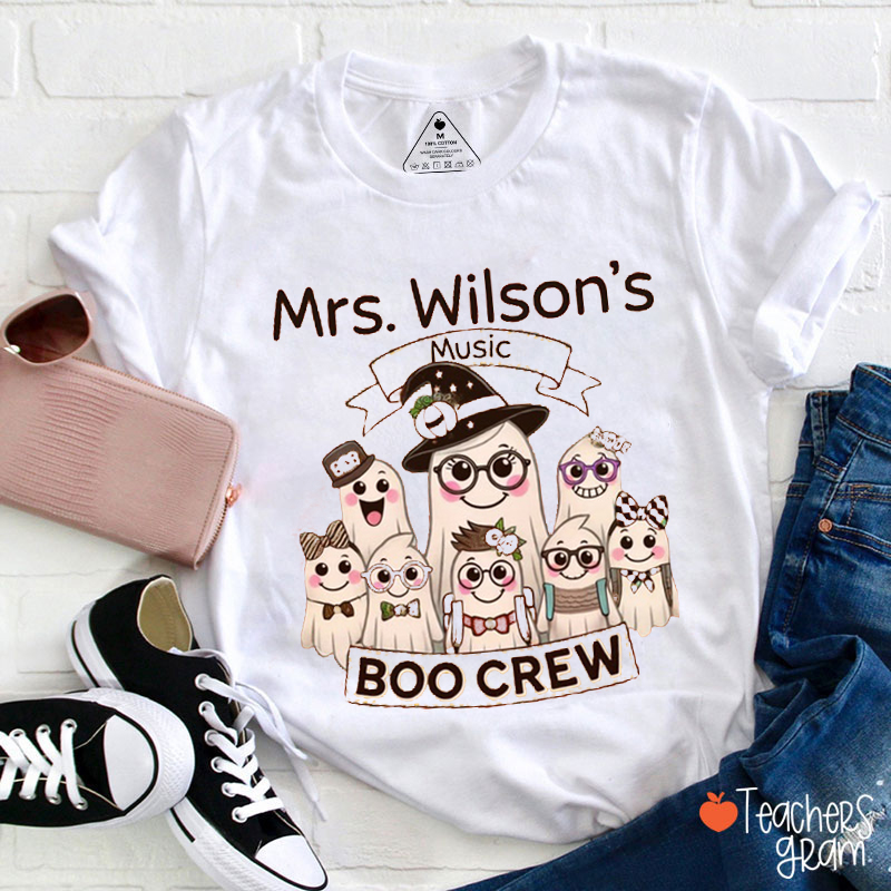 Personalized Name Music Boo Crew Teacher T-Shirt