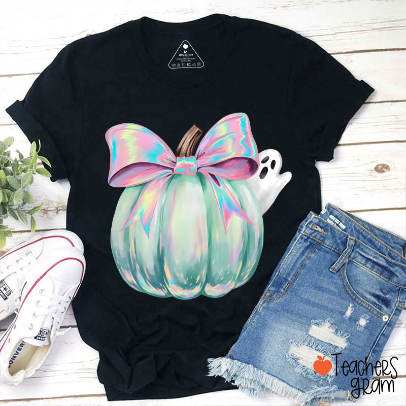 Comfort Colors Iridescent Pumpkin Ghost Teacher T-Shirt