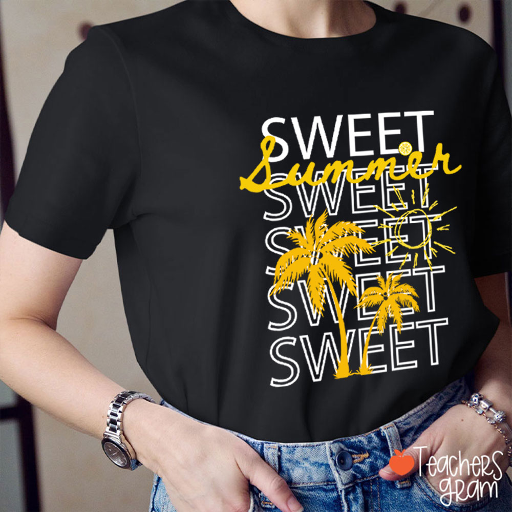 Sweet Summer Coconut Tree And Sunshine Teacher T-Shirt