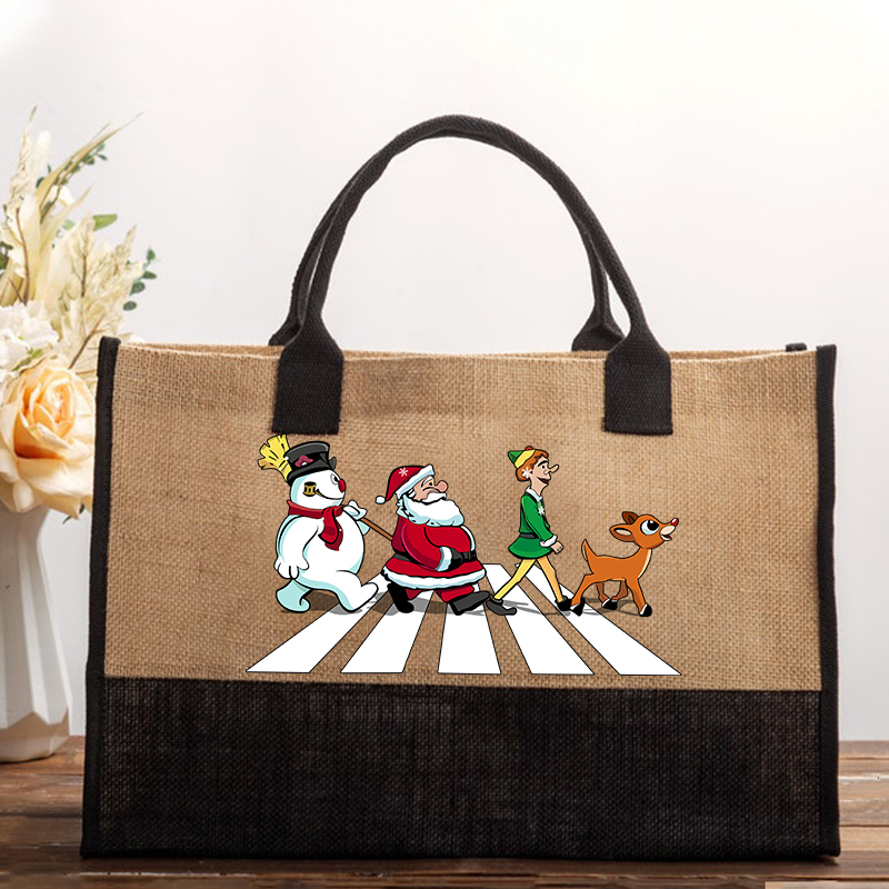 Santa Claus And His Friends Crossing The Road Teacher Cotton Tote Bag