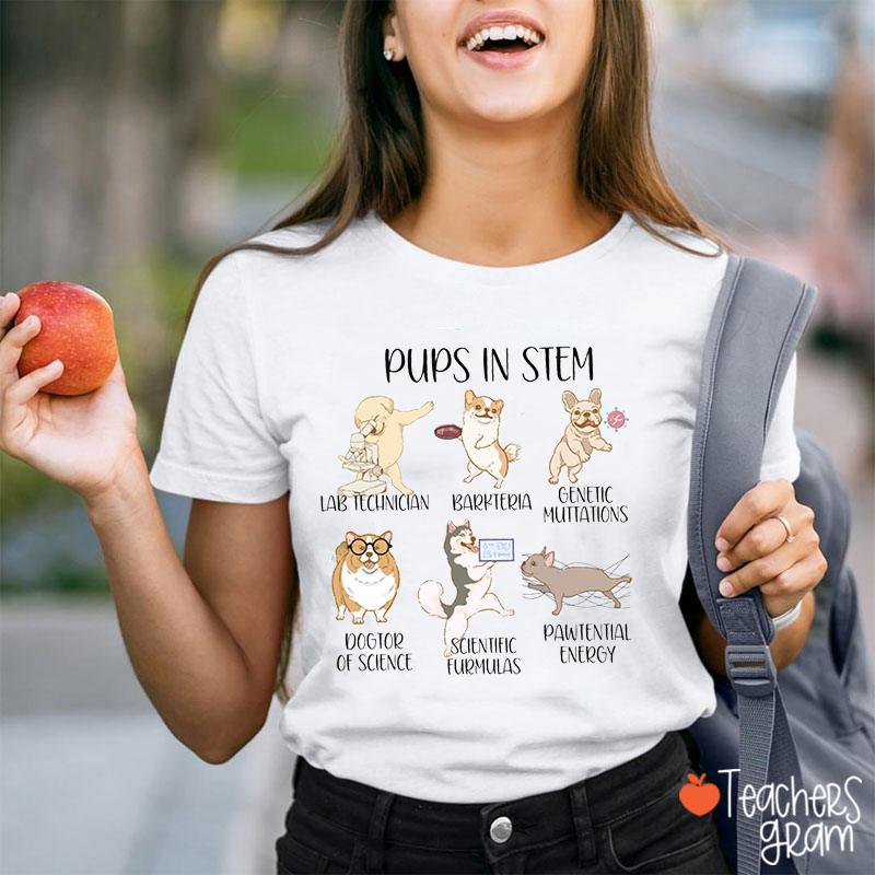 Pups In Stem Science Teacher T-Shirt