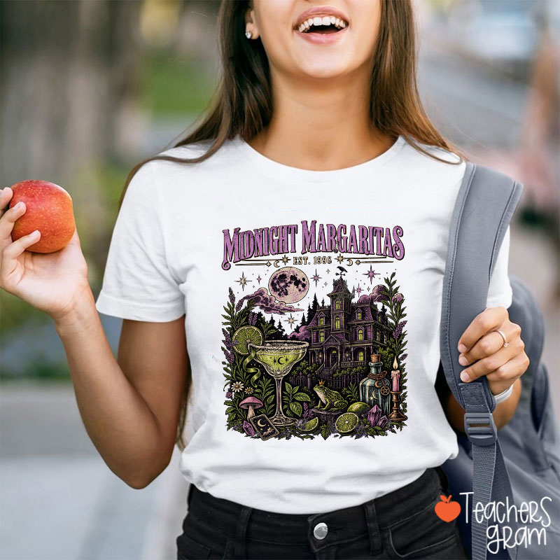 Midnight Margaritas Est 1998 Vintage Witchy Haunted House Floral Teacher T-Shirt