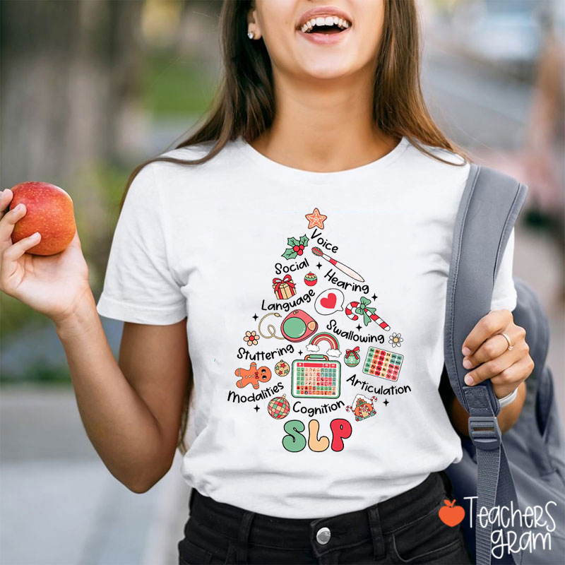 Christmas Tree SLP Teacher T-Shirt
