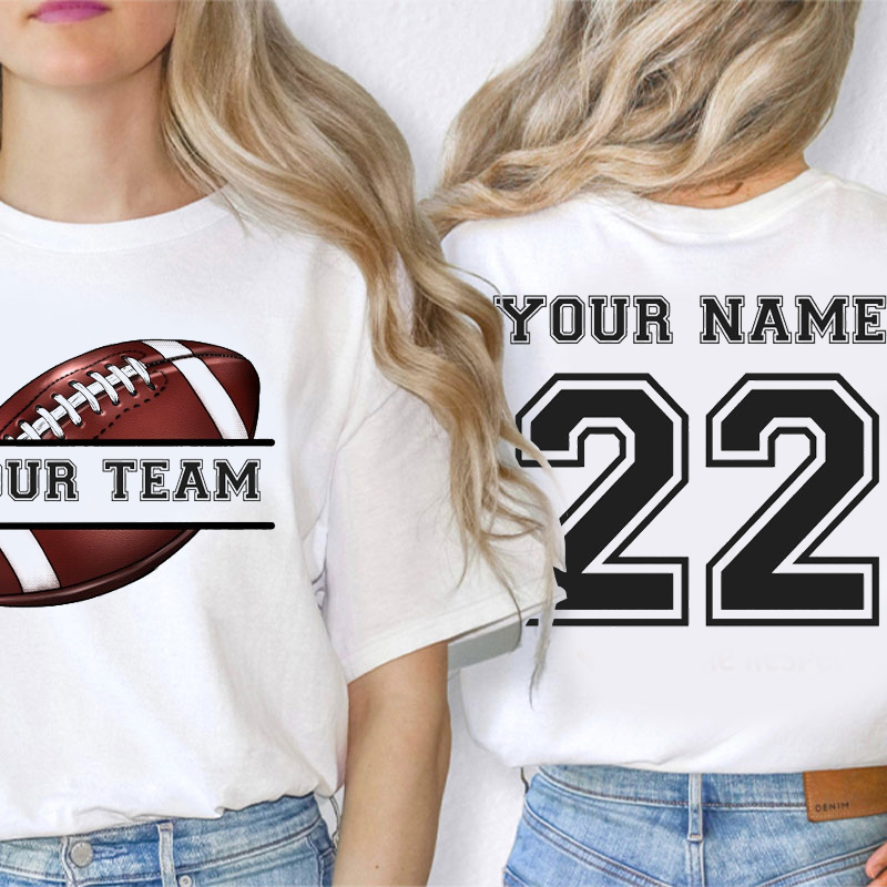 Personalized Mascot Sport Name And Number Game Day Teacher Two Sided T-Shirt