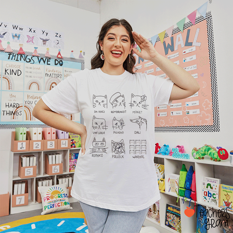 Artistic Cats Teacher T-shirt