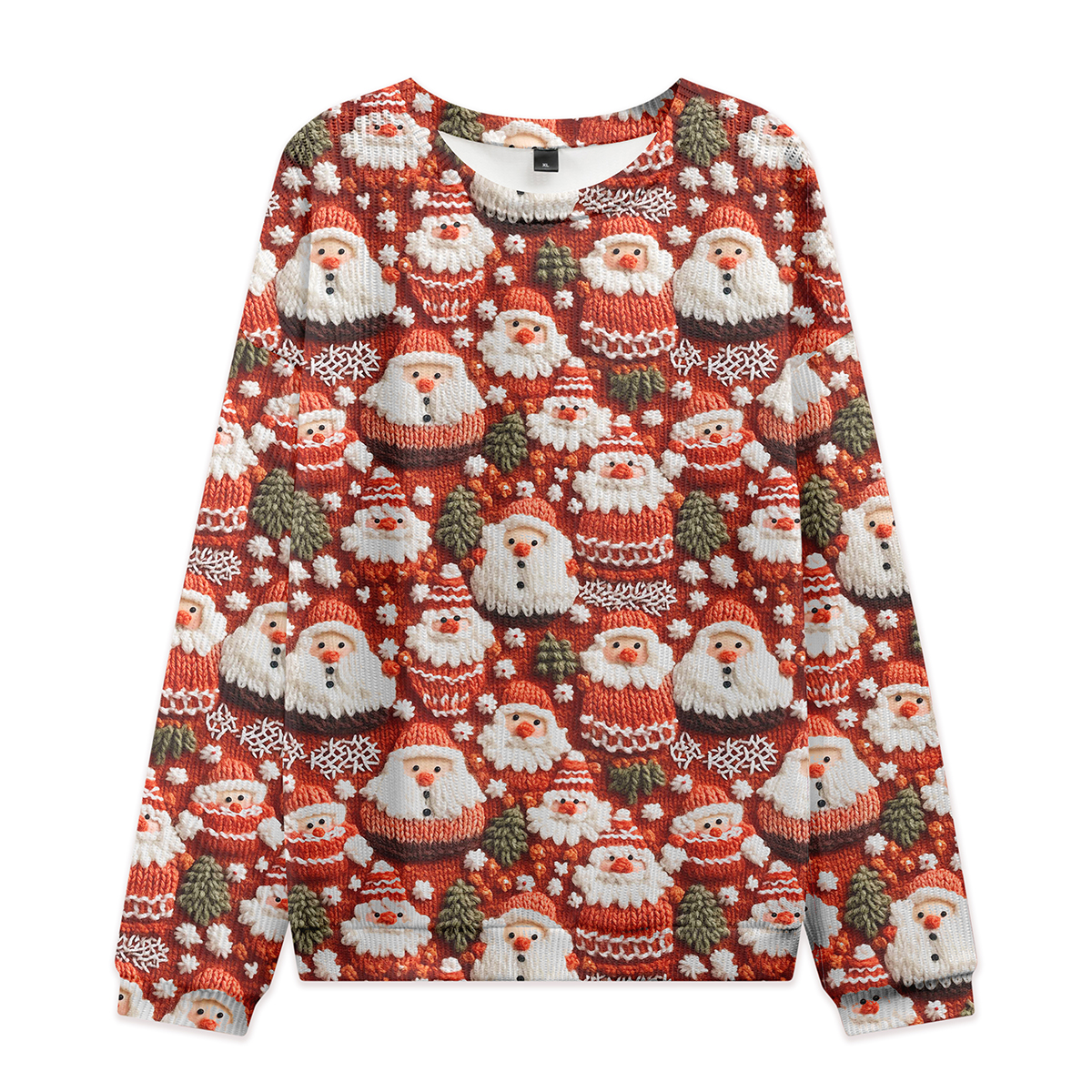 Cute Santa Red Christmas Teacher Cable Knit Sweatshirt