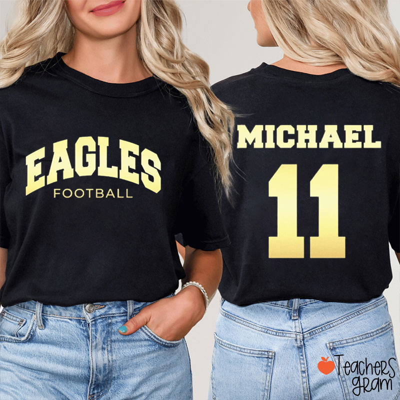 Personalized Mascot And Sport Gradient Teacher Two Sided T-Shirt