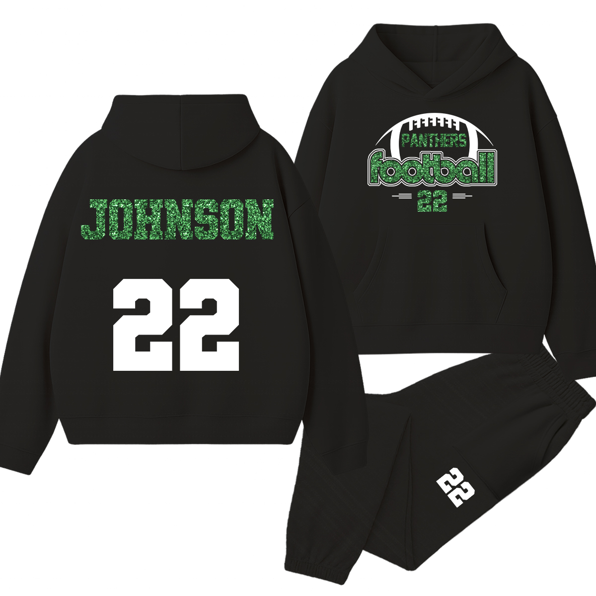 Personalized Mascot And Sport Faux Glitter Teacher Hoodie Set