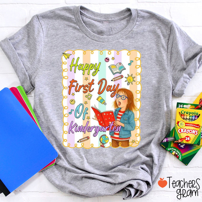 Personalized Happy First Day Of School Children's Book Girl Teacher T-Shirt