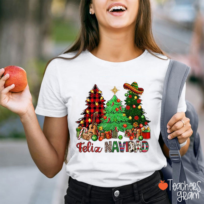 Feliz Navidad Arbol De Spanish Teacher T-Shirt