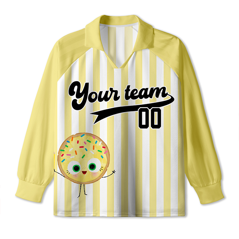 Personalized Team Name And Number Cute Cookies Teacher Long Sleeve Collar Jersey