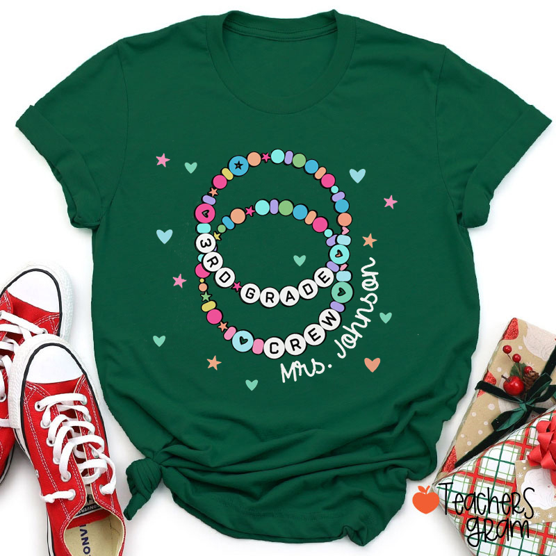 Personalized Grade Or Subject Beads Back To School Teacher T-Shirt
