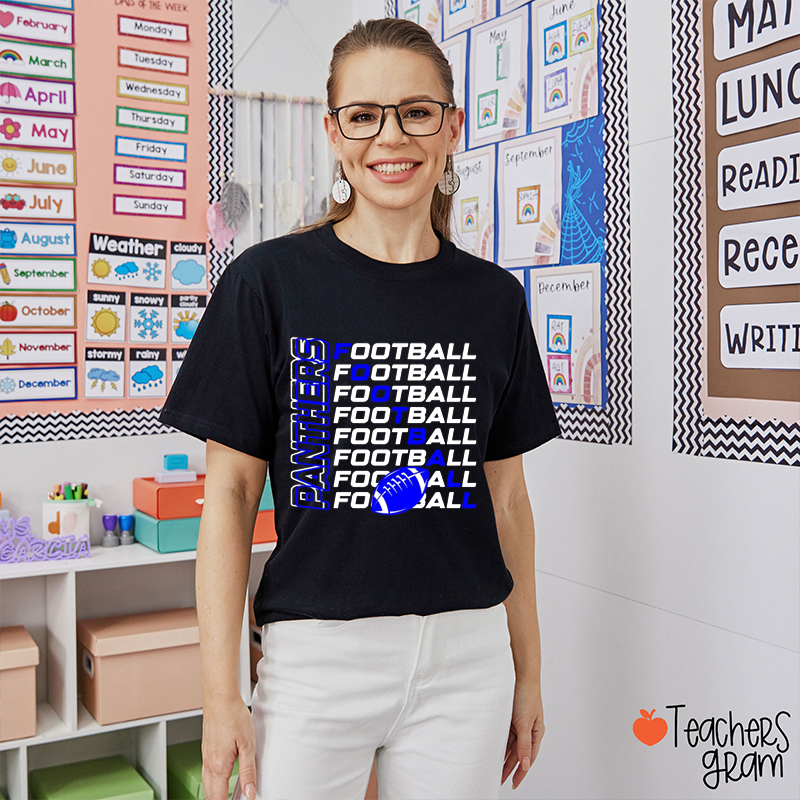 Personalized Mascot And Sport Multi-layered Letters Teacher T-Shirt