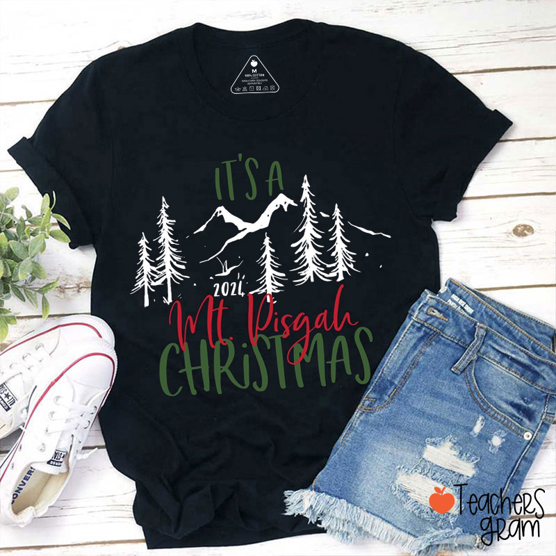 Personalized Name Mountain Christmas Teacher T-Shirt