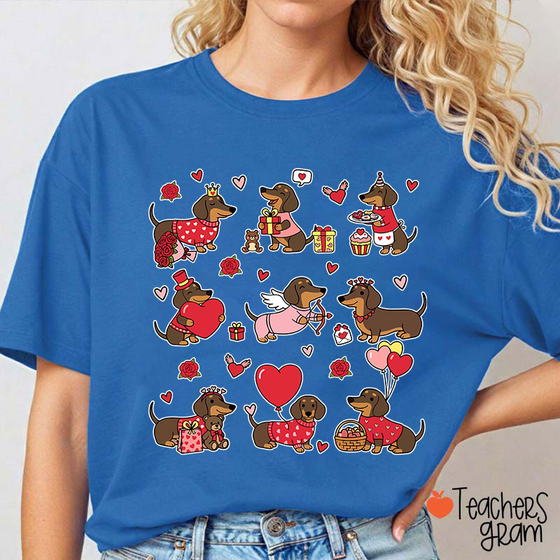Dachshund Valentines Teacher T-Shirt
