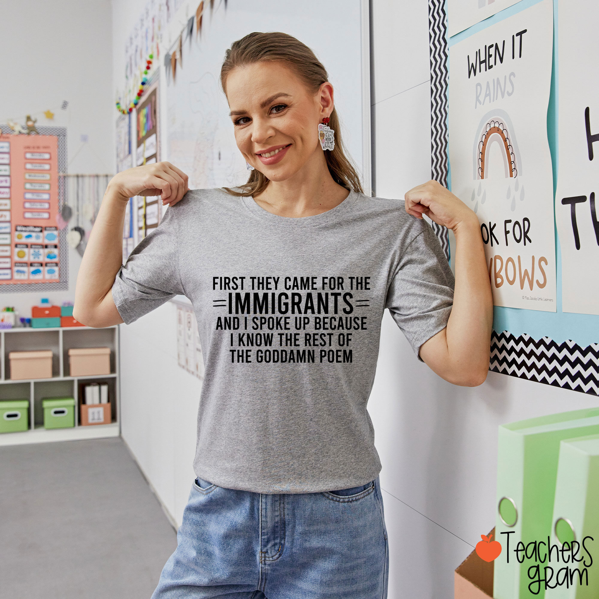 I Know The Rest Of The Poem Keep The Immigrants Teacher T-Shirt
