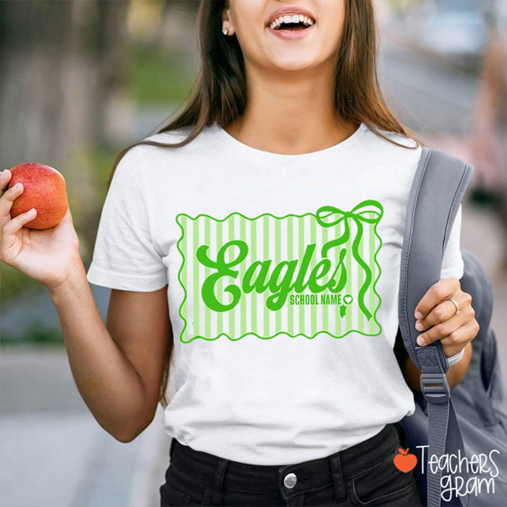 Personalized Retro Stripe Cheer Team Teacher T-Shirt