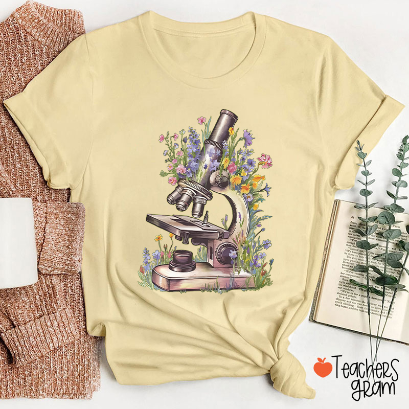 Floral Microscope Nurse T-Shirt