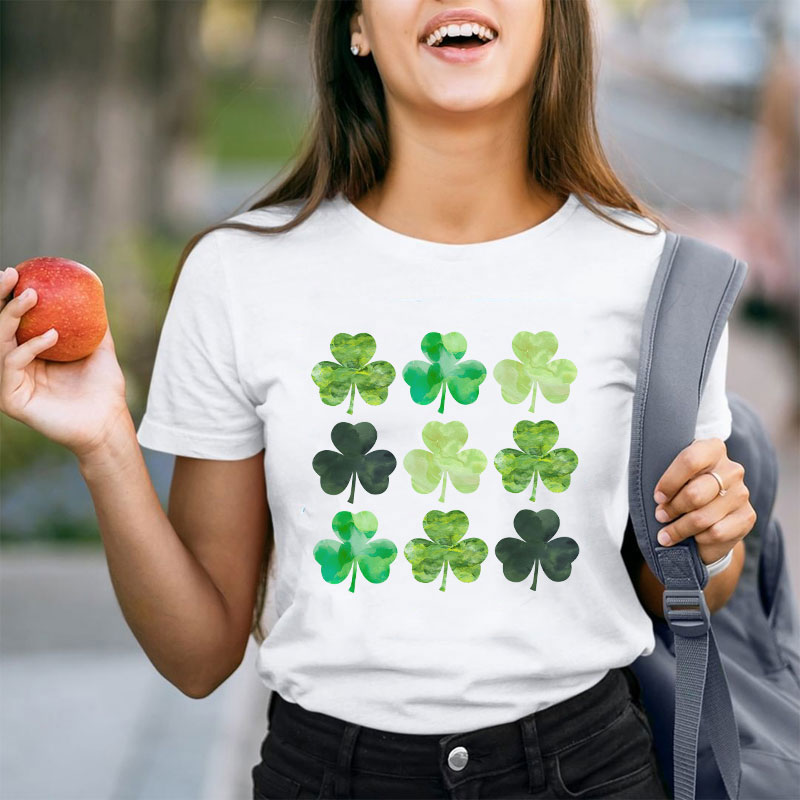 Watercolor Clover Teacher T-Shirt