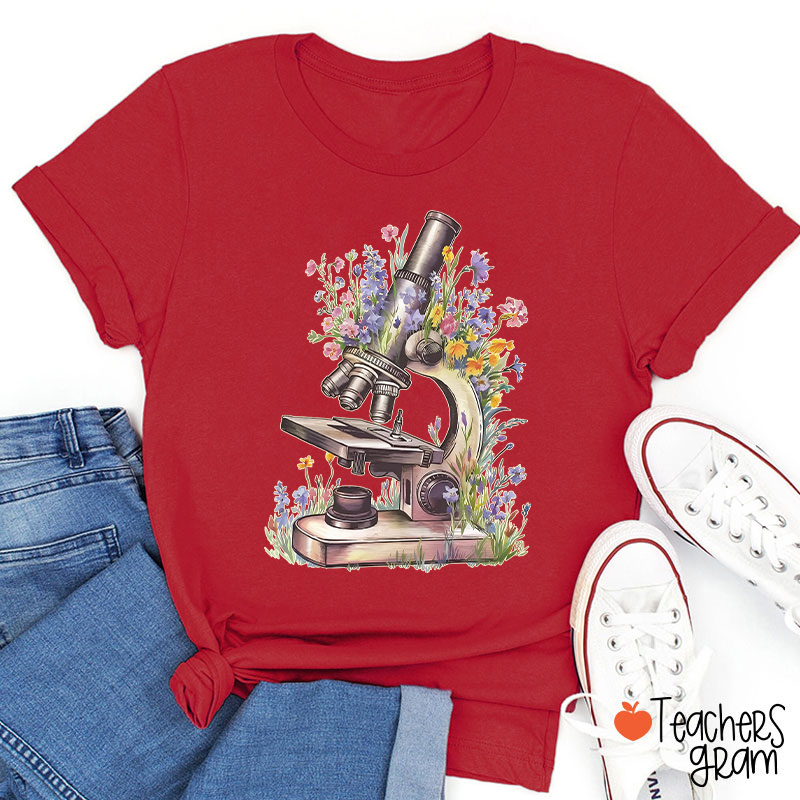 Floral Microscope Nurse T-Shirt