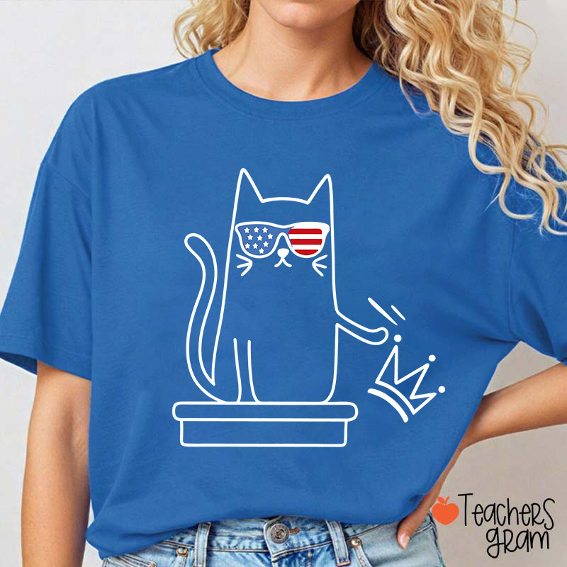 Cat No Kings In America Teacher T-Shirt