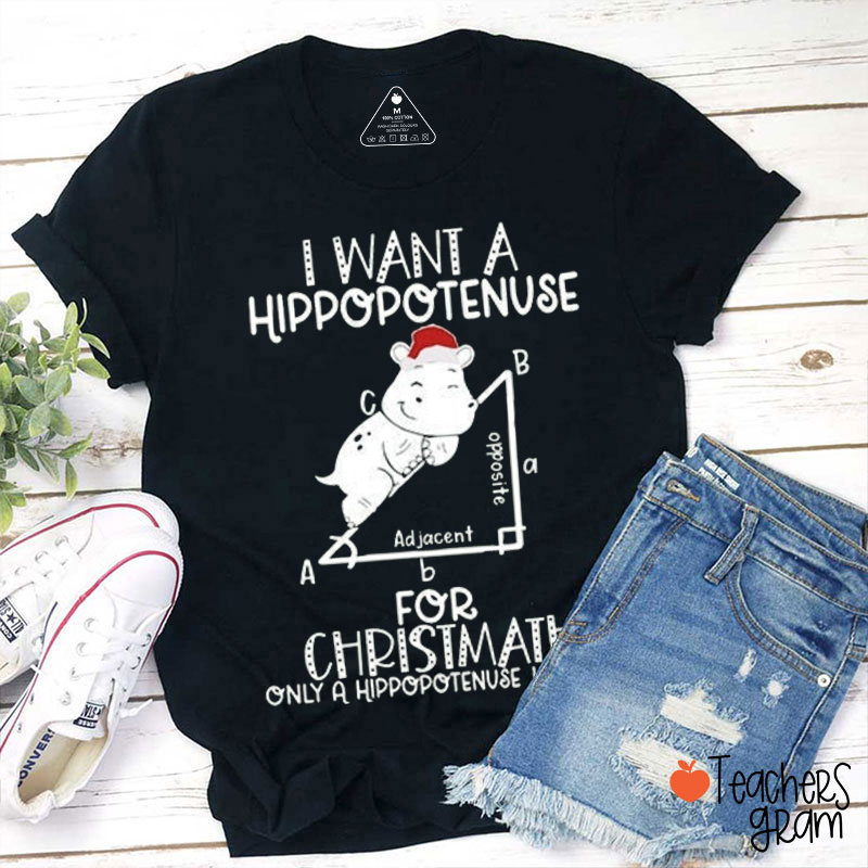 I Want a Hippoptenuse for Christmath Teacher T-Shirt