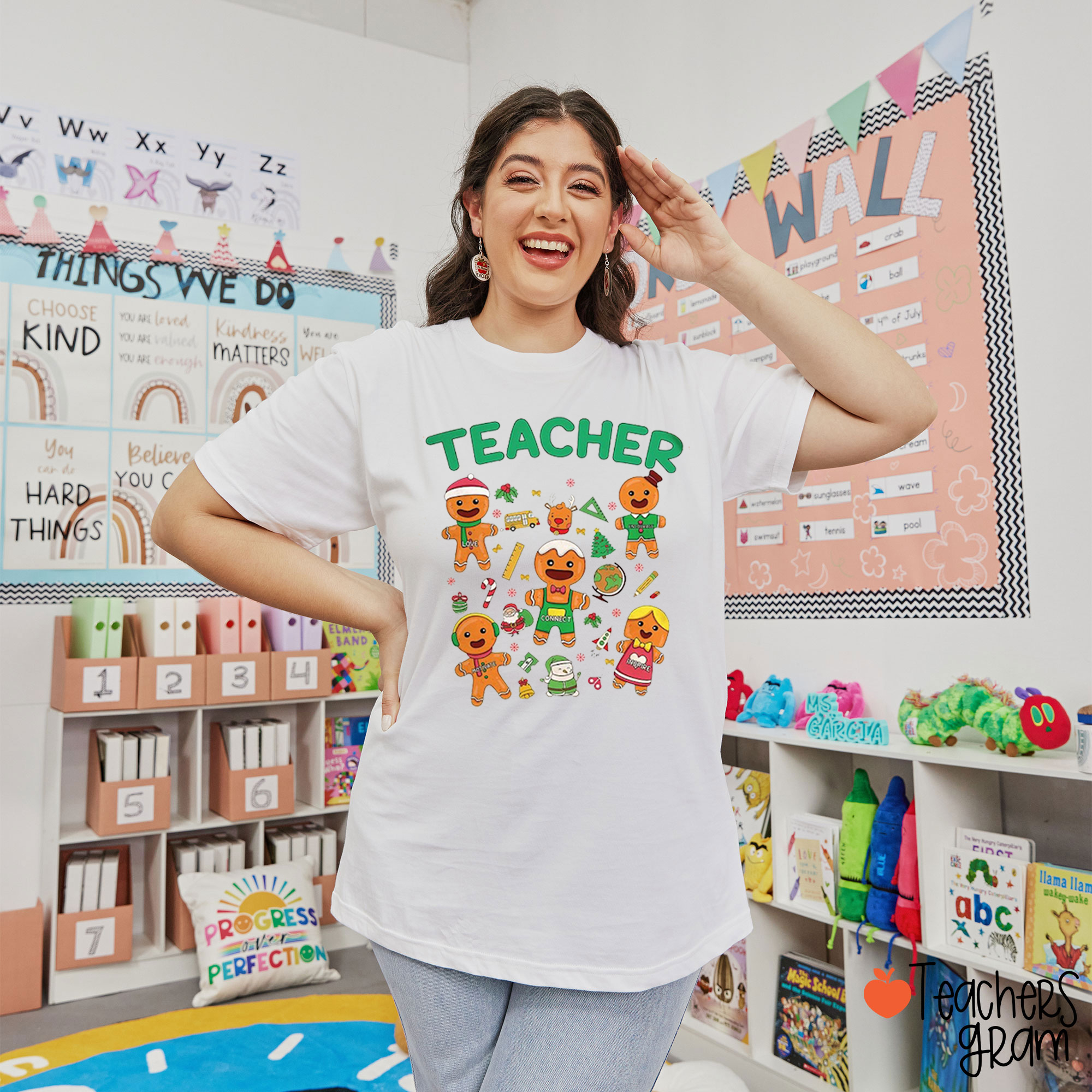 Gingerbread Teacher Christmas T-Shirt