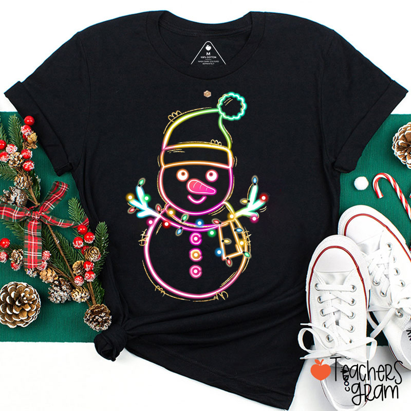 Neon Snowman Teacher T-Shirt
