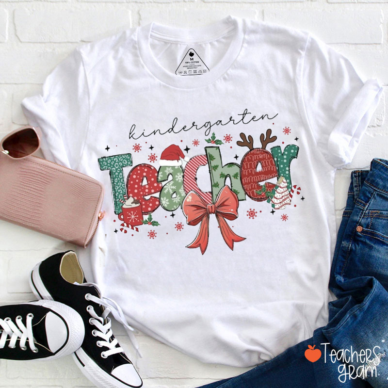 Personalized Grade Christmas Teacher T-Shirt