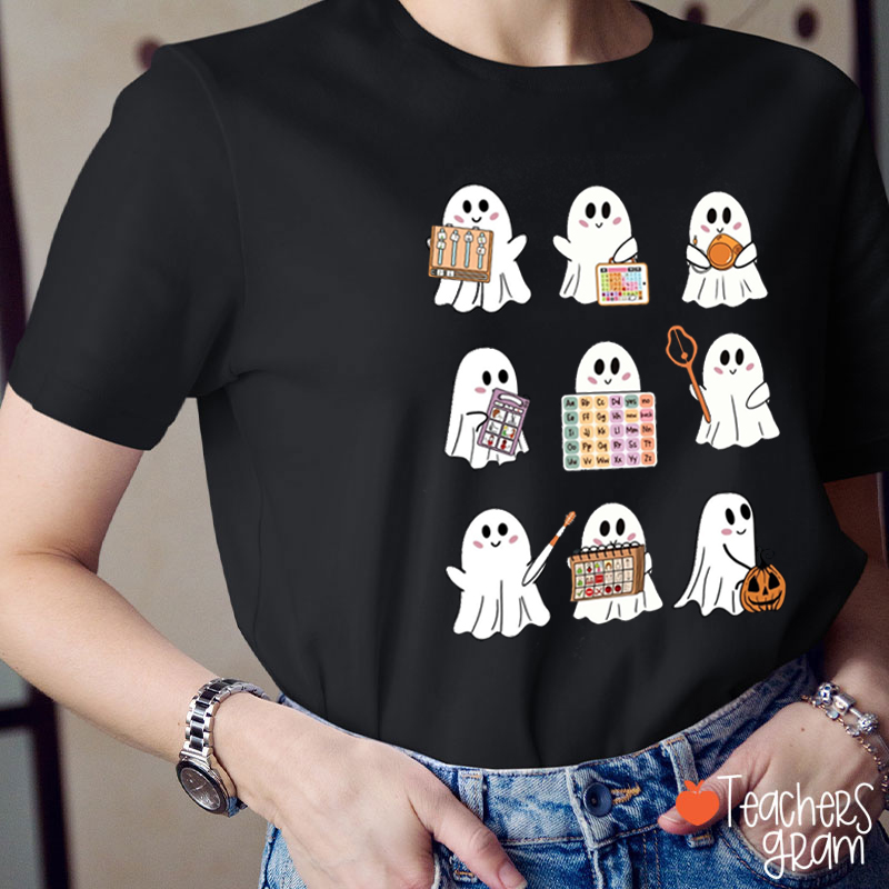 Halloween Ghost Daily Life Teacher T-Shirt