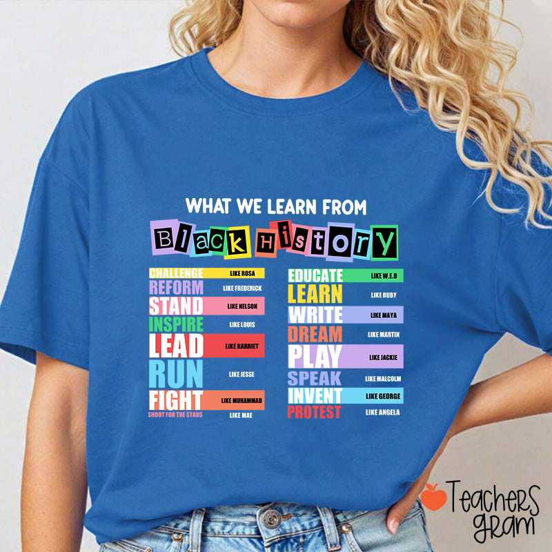 What We Learn From Black History Teacher T-Shirt