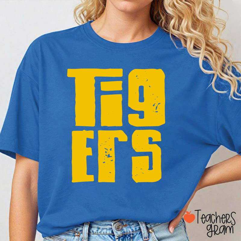 Personalized Distressed Bold Mascot Text Teacher T‑Shirt