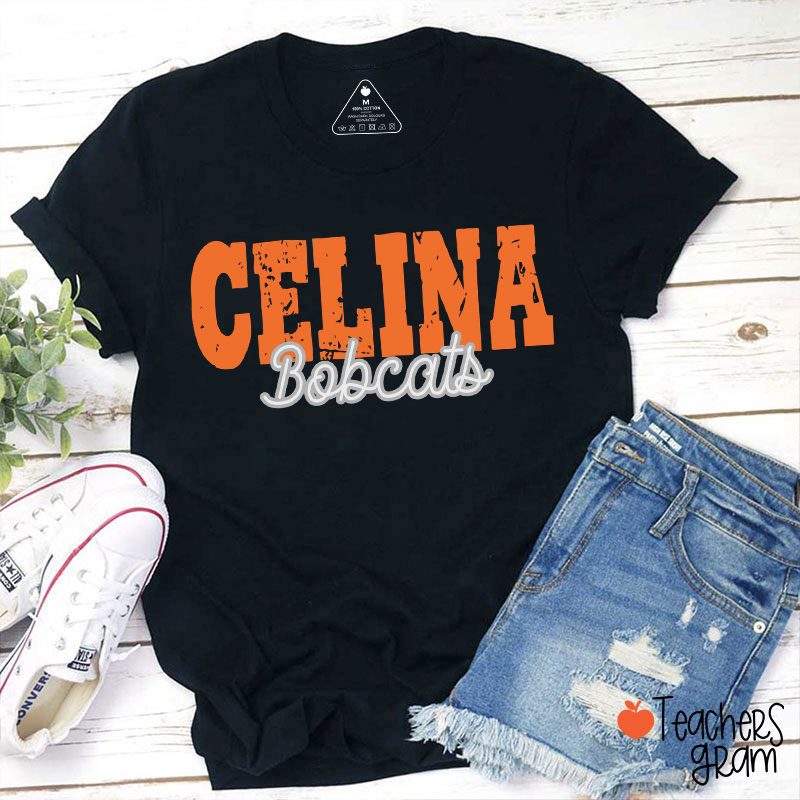 Personalized Mascot And School Name Retro School Spirit Teacher T-Shirt