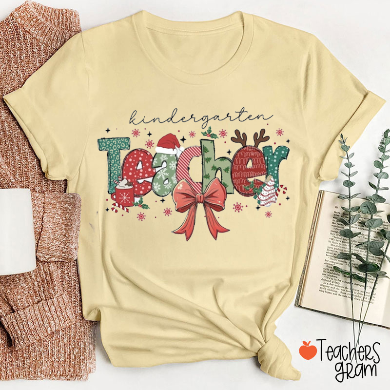 Personalized Grade Christmas Teacher T-Shirt