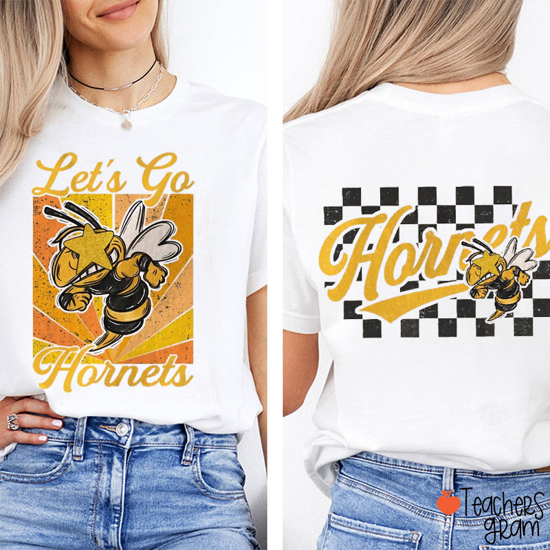 Personalized Starry Eyes Mascot Let's Go Teacher Two Sided T-Shirt