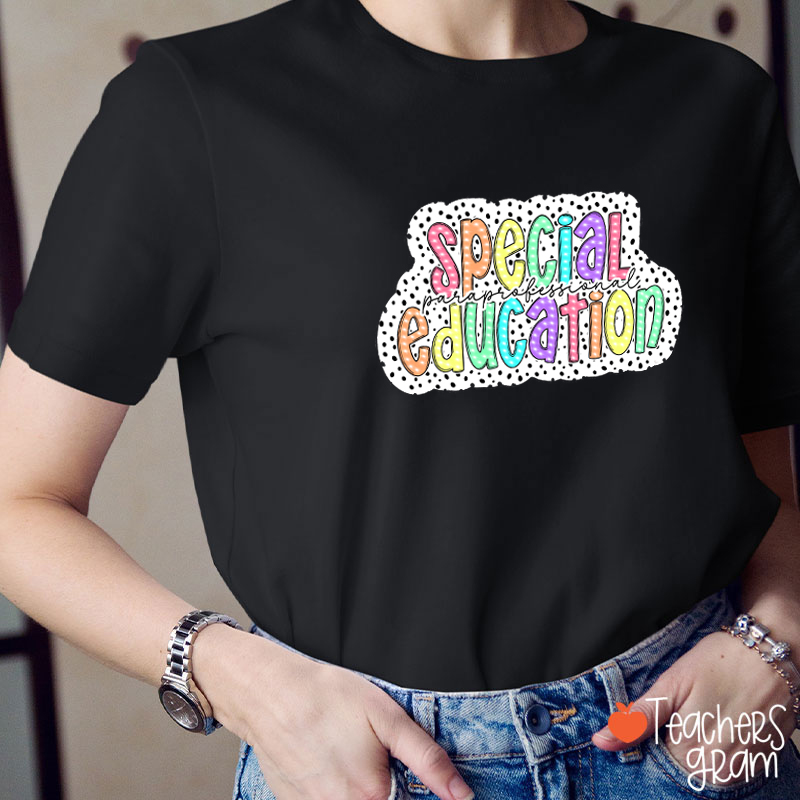 Personalized Grade Or Text Polka Dot Print Teacher T-Shirt