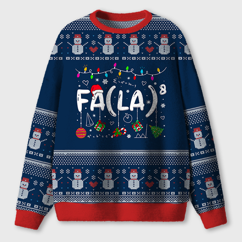 Fa La La La Christmas Teacher Ugly Fluffy Christmas Sweater