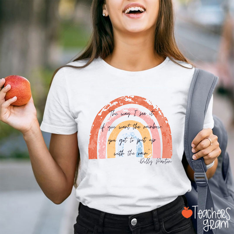 Boho Distressed Watercolor Rainbow Inspirational Quote Teacher T-Shirt
