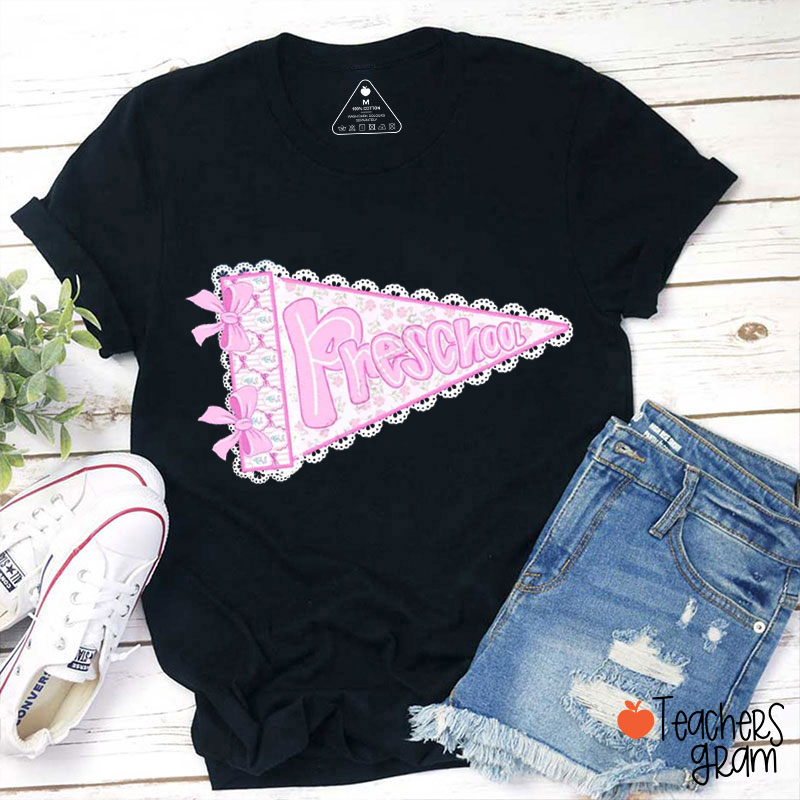 Personalized Grade Lace Pennant Teacher T-Shirt
