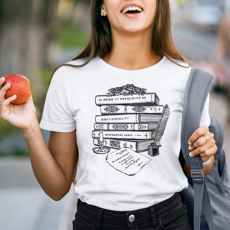 Jane Austen Book Collection Teacher T-Shirt