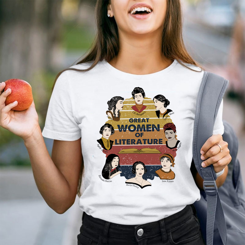 Retro Style Great Women Of Literature Teacher T-Shirt
