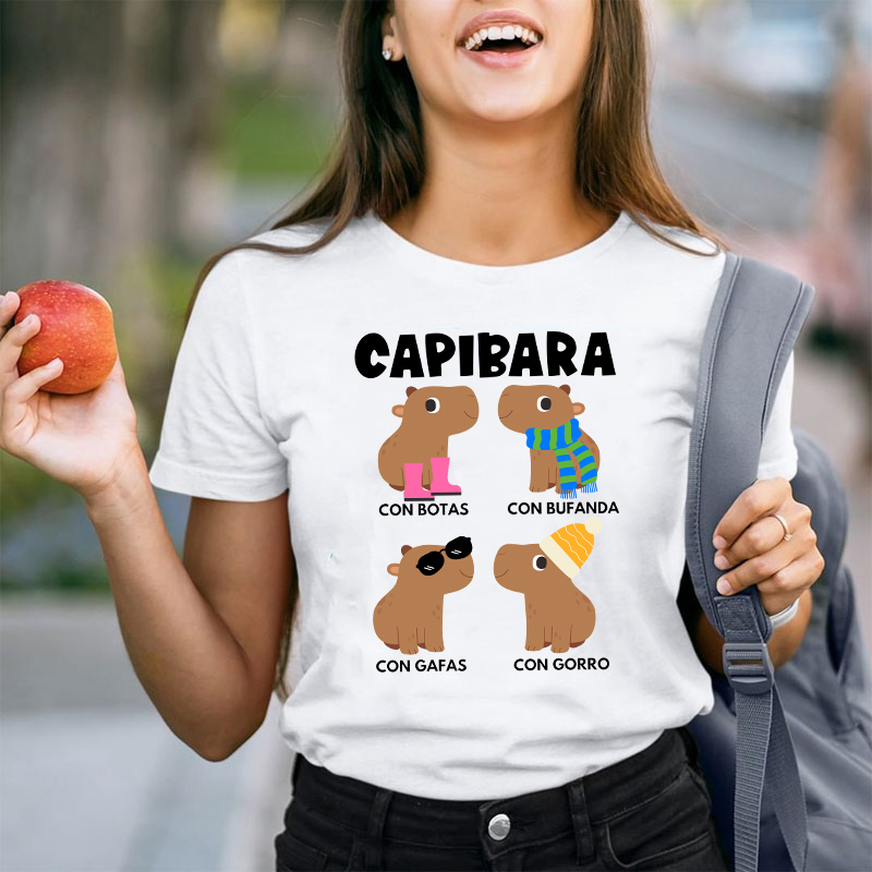 Funny Capybara Spanish Teacher T-Shirt