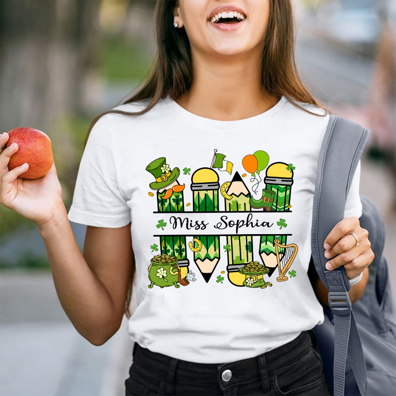 Personalized St Patricks Name Teacher T-Shirt