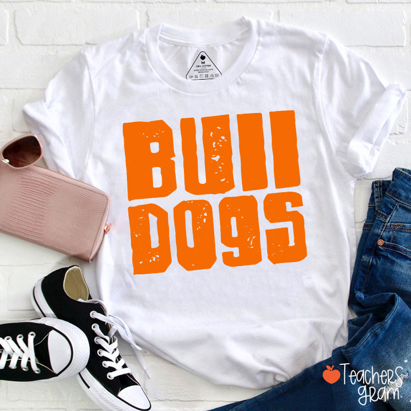 Personalized Distressed Bold Mascot Text Teacher T‑Shirt
