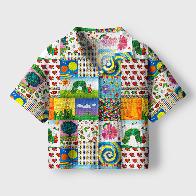 Garden Trip With Caterpillars Teacher Crochet Crop Camp Shirt
