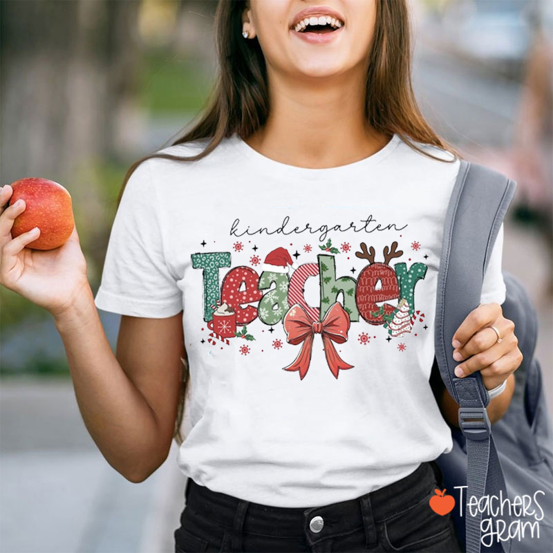 Personalized Grade Christmas Teacher T-Shirt