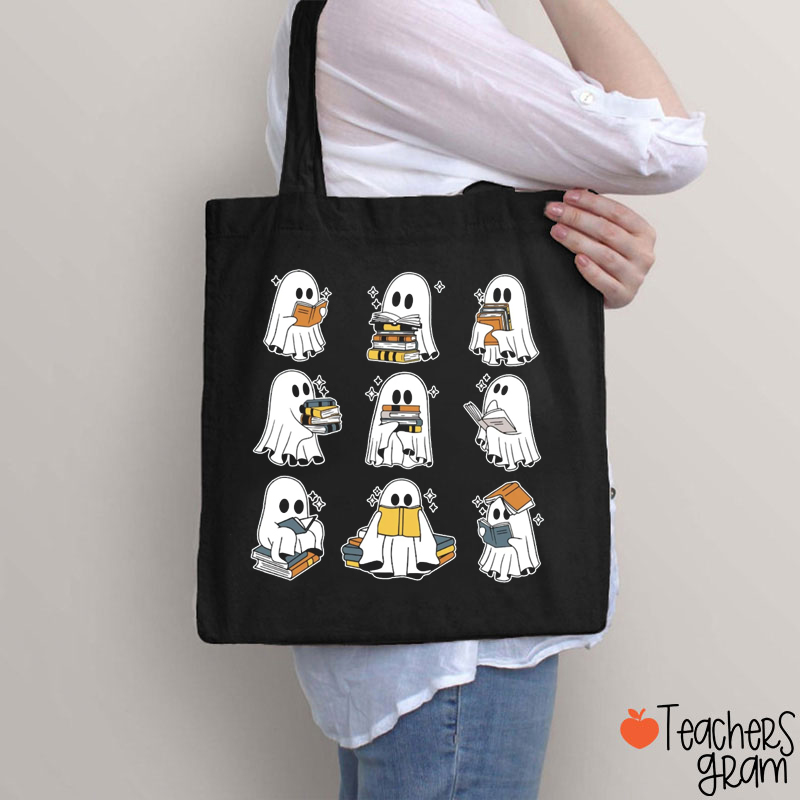 Halloween Reading Book Ghost Teacher Tote Bag
